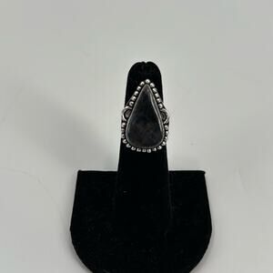 Black stone silver ring 5.5